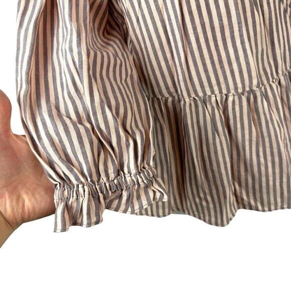 Madewell Blouse Women's Puff-Sleeve Peplum Wrap Top in Stripe Medium Mc794 - Picture 5 of 15